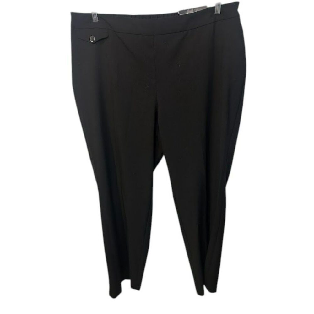 Women’s Black Pull-On Ankle Dress Pants – Plus Size Stretch Trousers